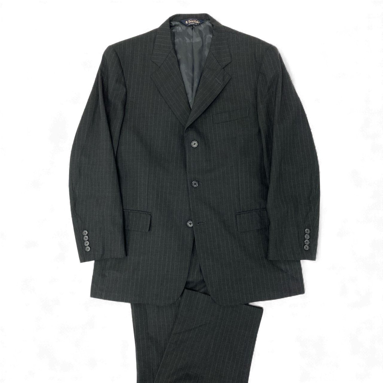 3k28 Brooks Brothers ブルックスブラザーズ セットアップスーツ シングル 3B ストライプ柄 背抜き ウール混 メンズ 紳士服 ビジネス 40REG ブラックu02t