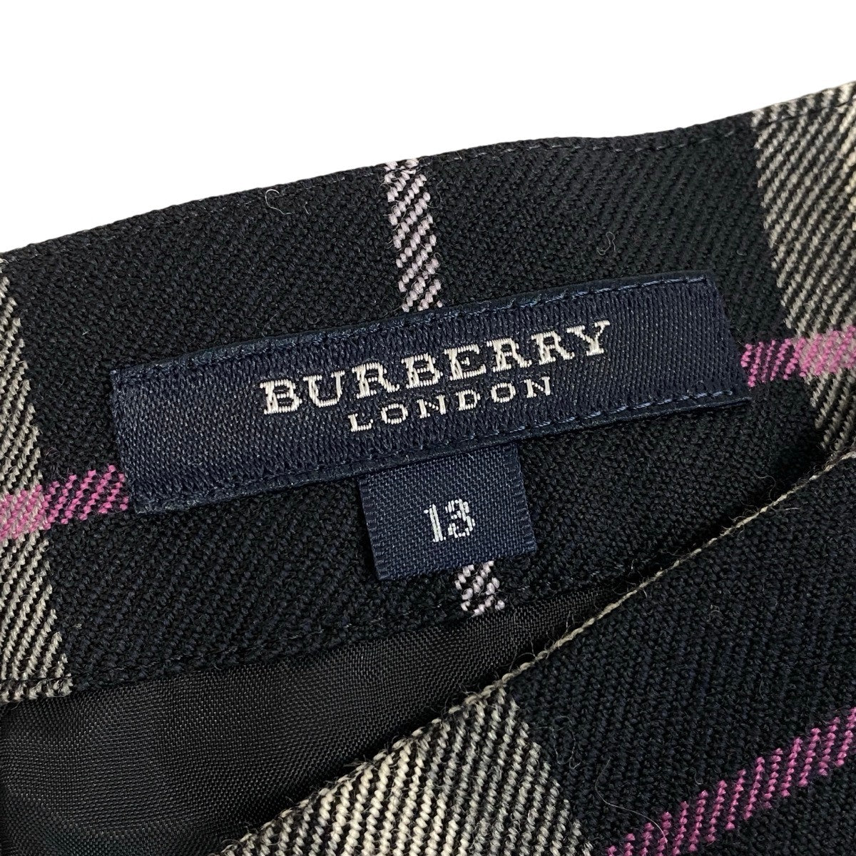 Ig10 BURBERRY LONDON バーバリーロンドン チェック柄 ラップスカート フレアスカート サイズ13 マルチカラー ウール100％ レディースta2