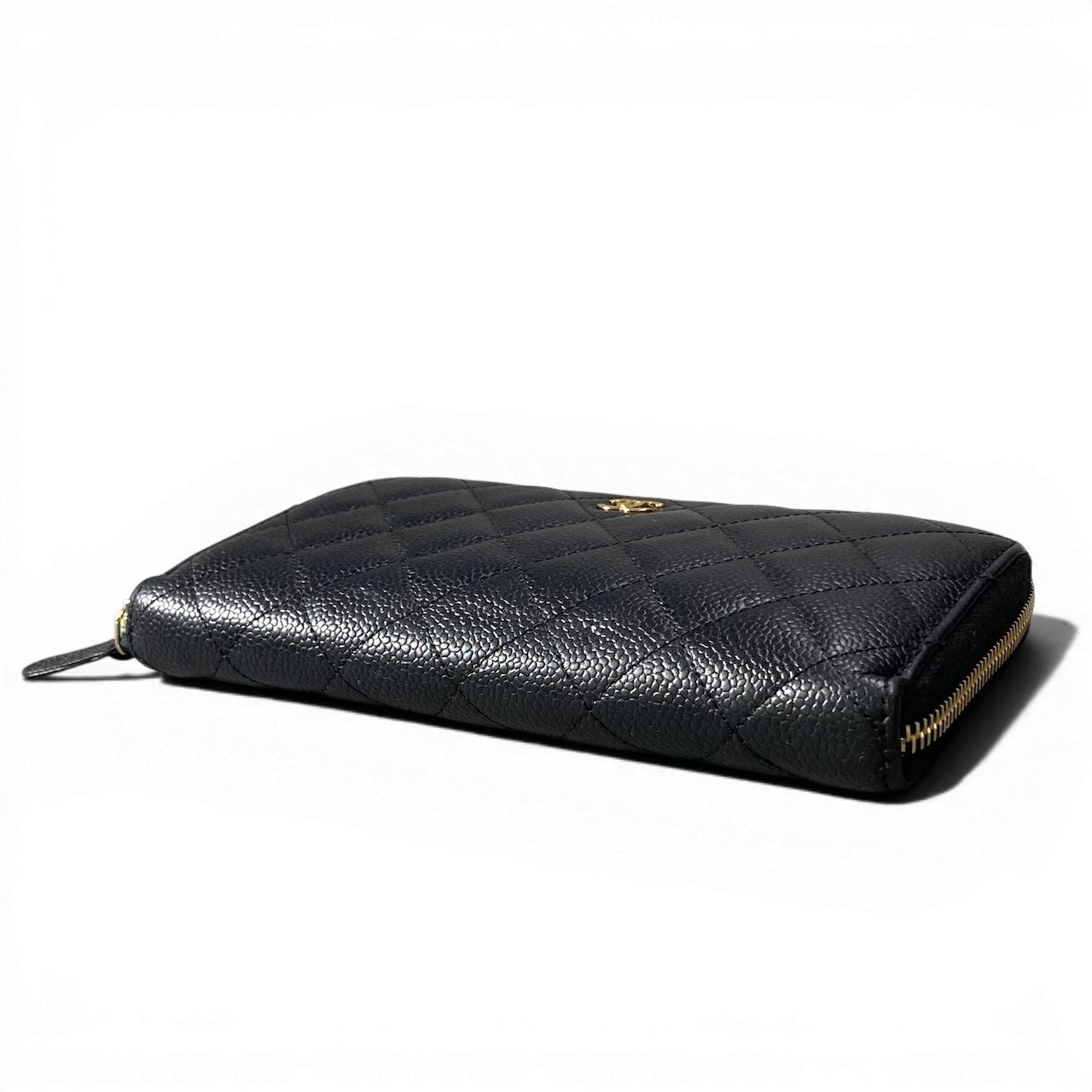 g9 《美品》 CHANEL シャネル マトラッセ キャビアスキン 長財布 Matelasse Caviar Leather Long Wallet ブラック 箱付t18r