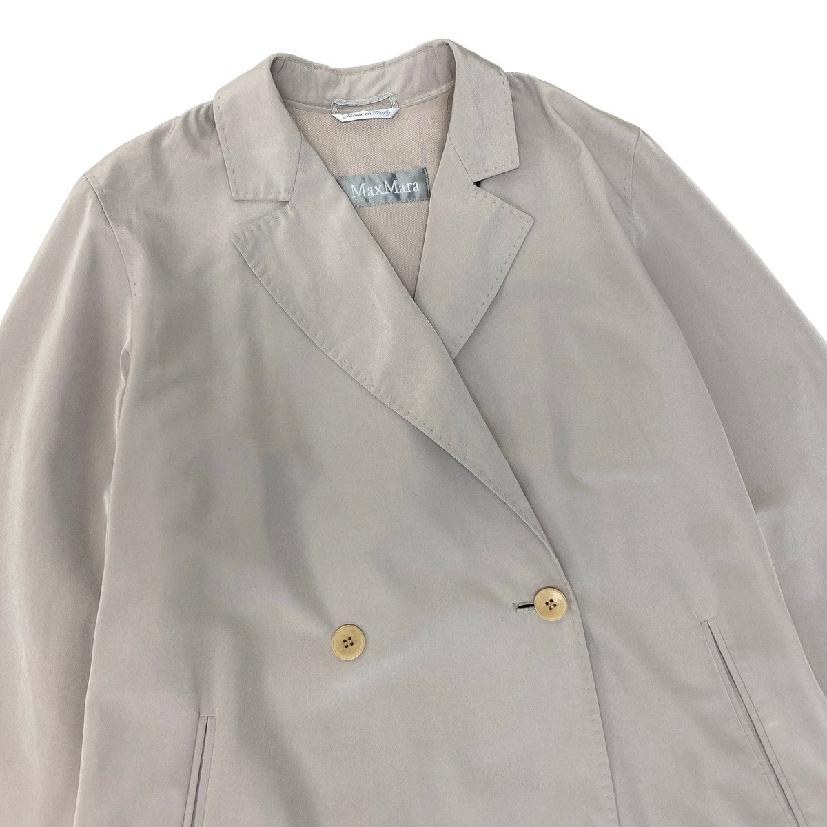 93h25 【美品】 Max Mara マックスマーラ ダブルブレスト チェスターコート 薄手 アウター イタリア製 40 ライトベージュ レディースu02t