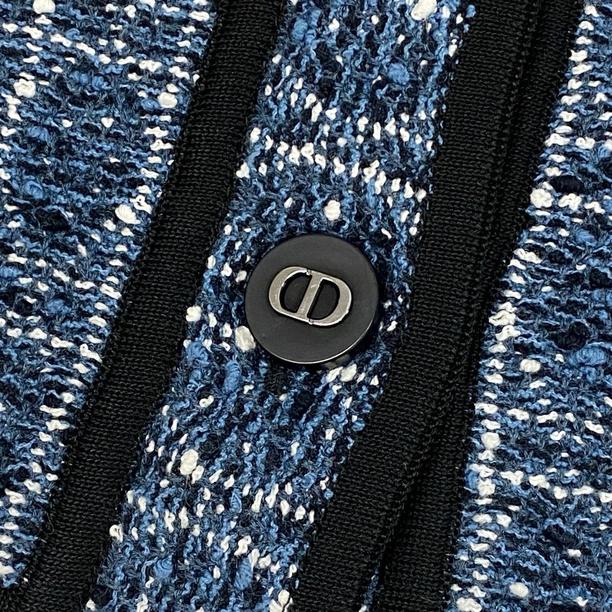 h31 【美品】Christian Dior 26SS ショートスリーブ クロップド カナージュジャケット 44サイズ ブルー レディース 女性用k02i