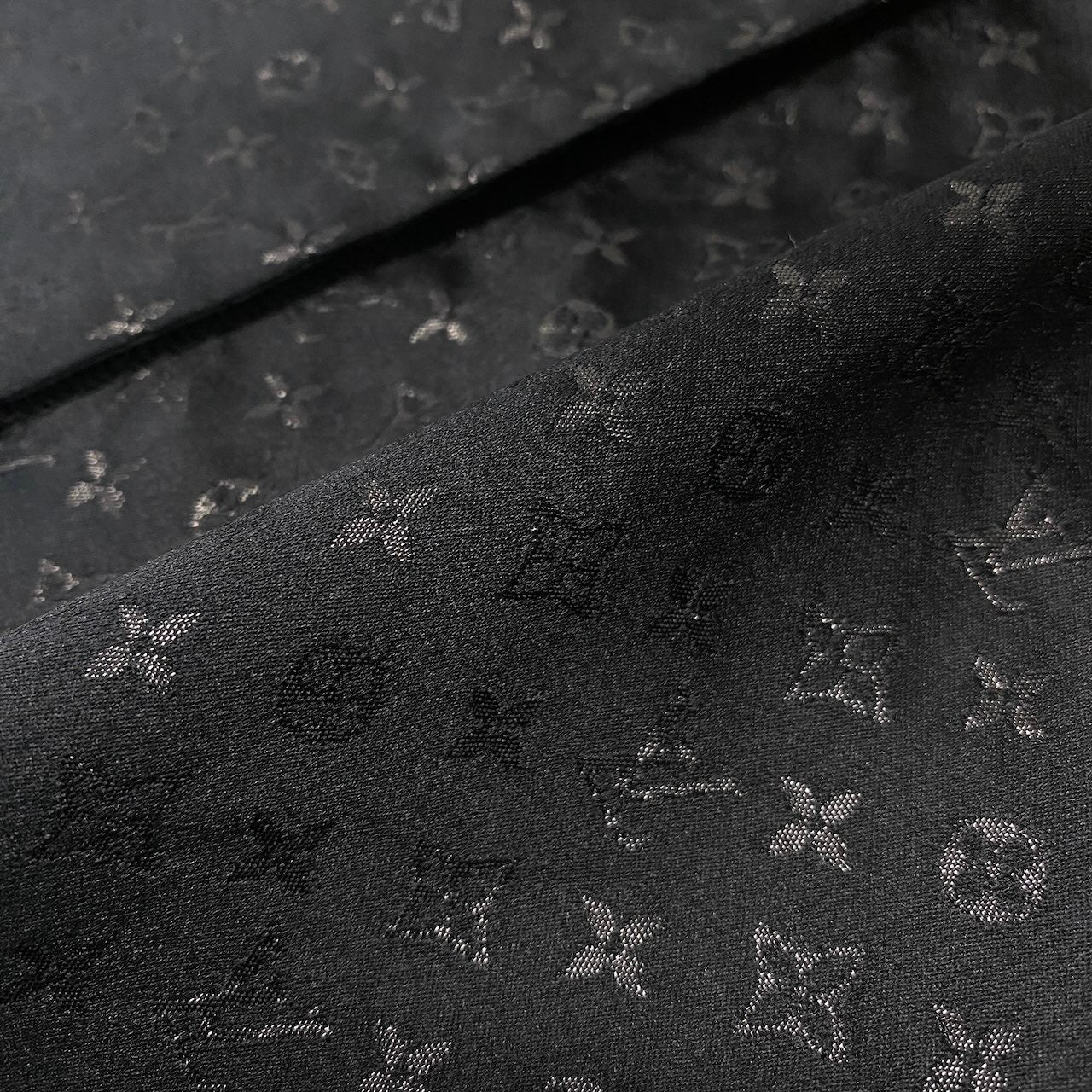 I LOUIS VUITTON ルイヴィトン モノグラムロングコート ノーカラー シルク混 イタリア製 42サイズ ブラック レディース 女性用nu1