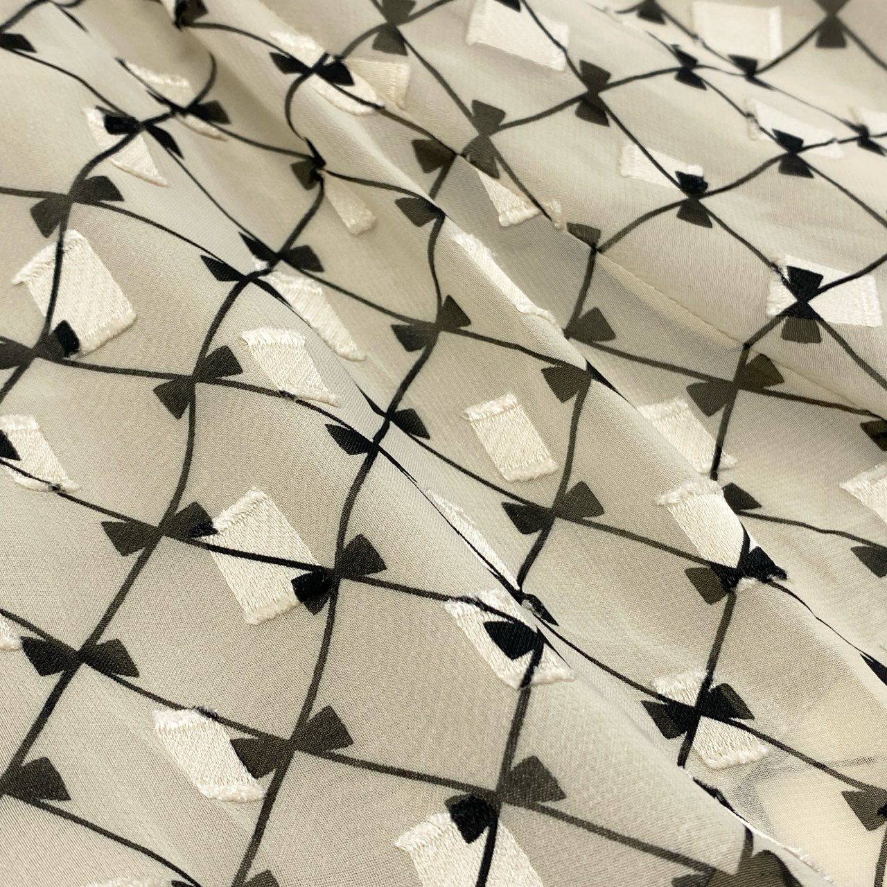 47k5 TOCCA トッカ CHECKER RIBBON チェッカーリボンワンピース ランドリーライン 洗える○ 半袖 総柄 シアー レディース 女性用 OPTOCA0050 2 ベージュ系o07t