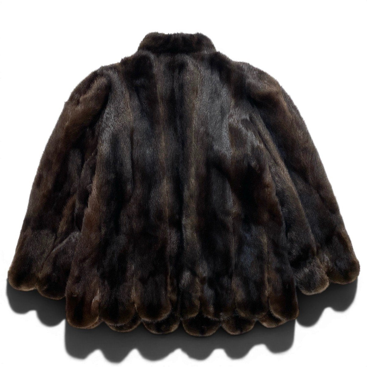 52f10 CRESCE BLACK GLAMA ブラックグラマ レアデザイン ダークミンク ファーコート サイズF ブラウン 最高級本毛皮 Mink Fur Coatt18r