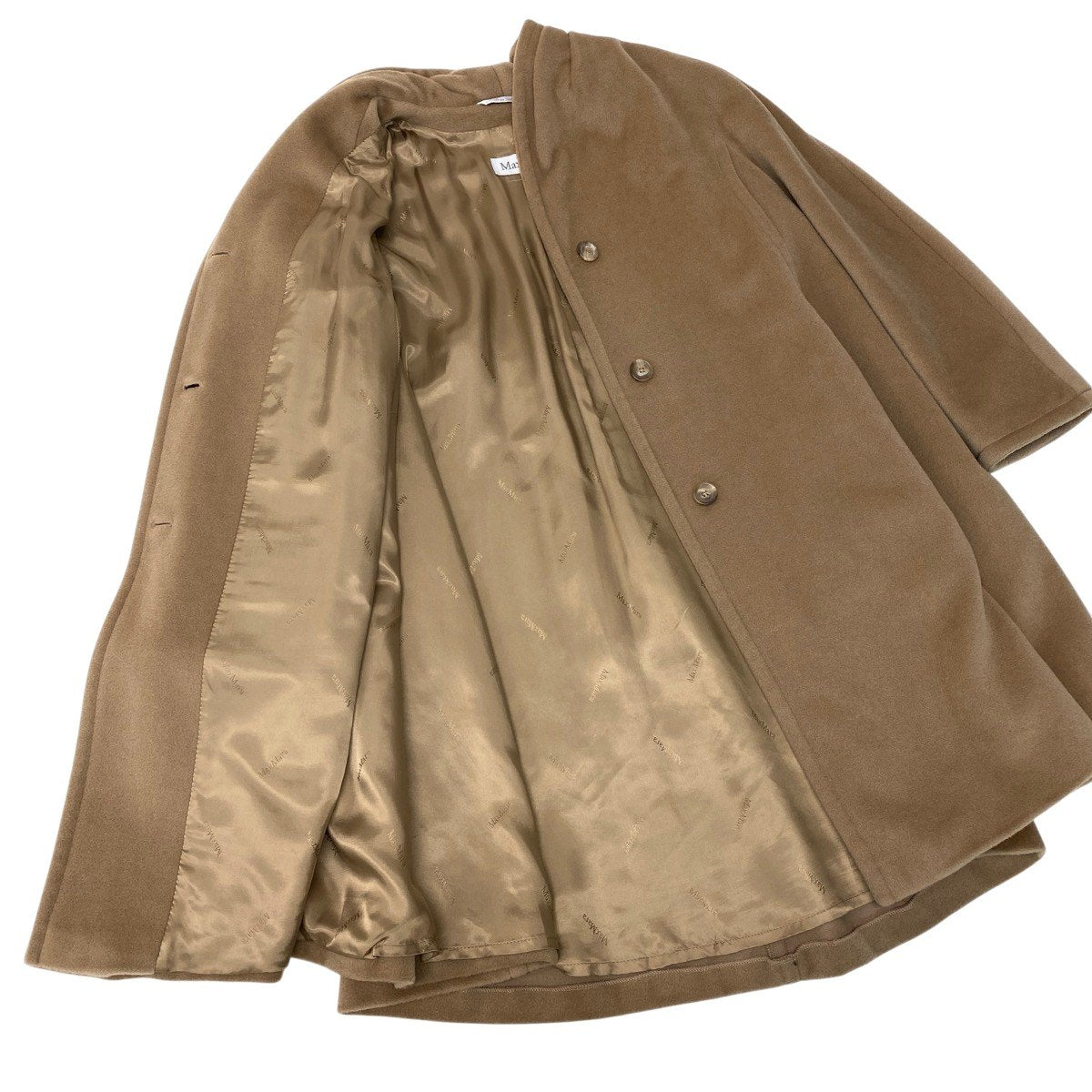 82f17 MaxMara マックスマーラ Aライン ロングコート ウールカシミヤコート アウター 38サイズ ベージュ レディース 女性用u02t