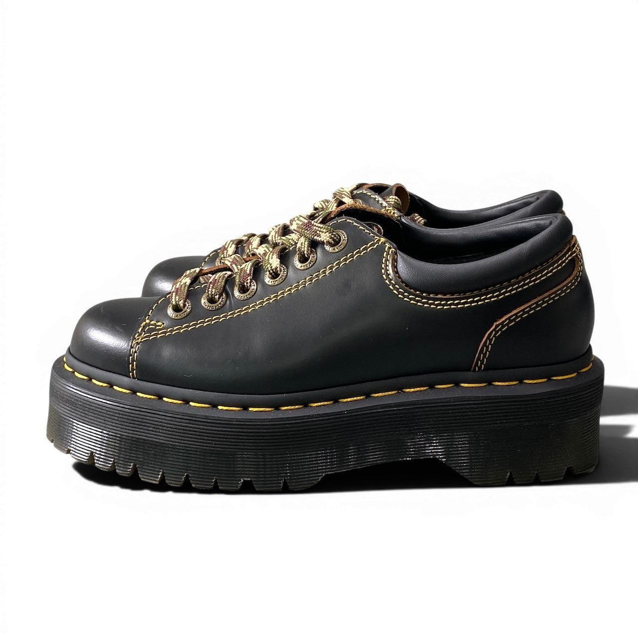 1e21 Dr.Martens ドクターマーチン レザーシューズ レザーアッパー 厚底 レースアップ ローカットシューズ 迷彩 ユニセックス メンズ 男性用 UK5 ブラックo07t