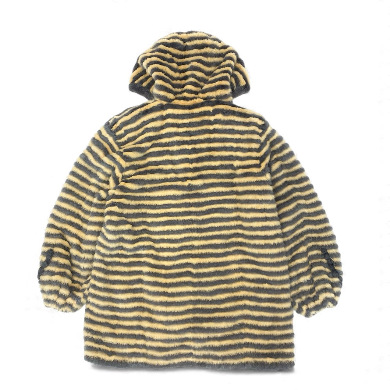 6L16 PARTINA パルティナ SAGA MINK ROYAL サガミンクロイヤル 金サガ 染めミンク フード付き ファーコート サイズF イエロー グレー 最高級本毛皮 MITSUKOSHIt18r