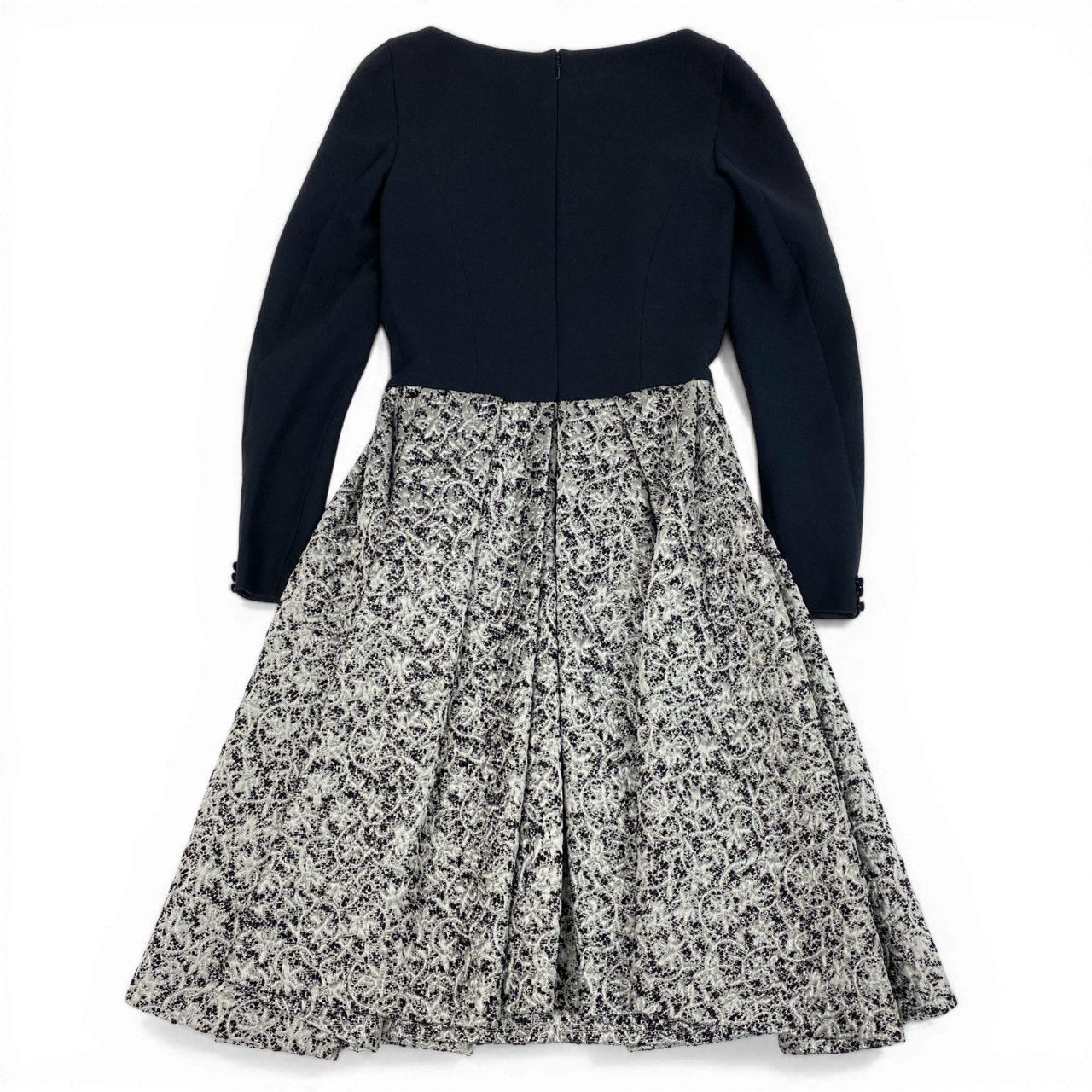 Ed6 Christian Dior クリスチャンディオール 2A21605E1170 ジャガード切替 ミディドレス ワンピース サイズ38 ネイビー/グレー レディースta1