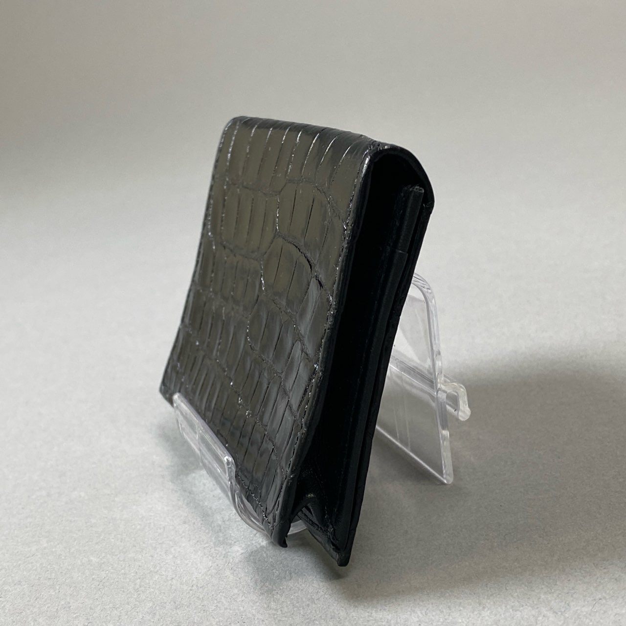 j3 Brioni ブリオーニ Crocodile Card Case クロコ 名刺入れ カードケース ブラック レザー パスケース ワニ革t18r