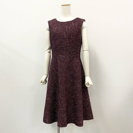 42a23 《美品》 Rene ルネ ラメ入り ツイードワンピース ノースリーブ 6936740 36 レッド DRESS ドレス 日本製