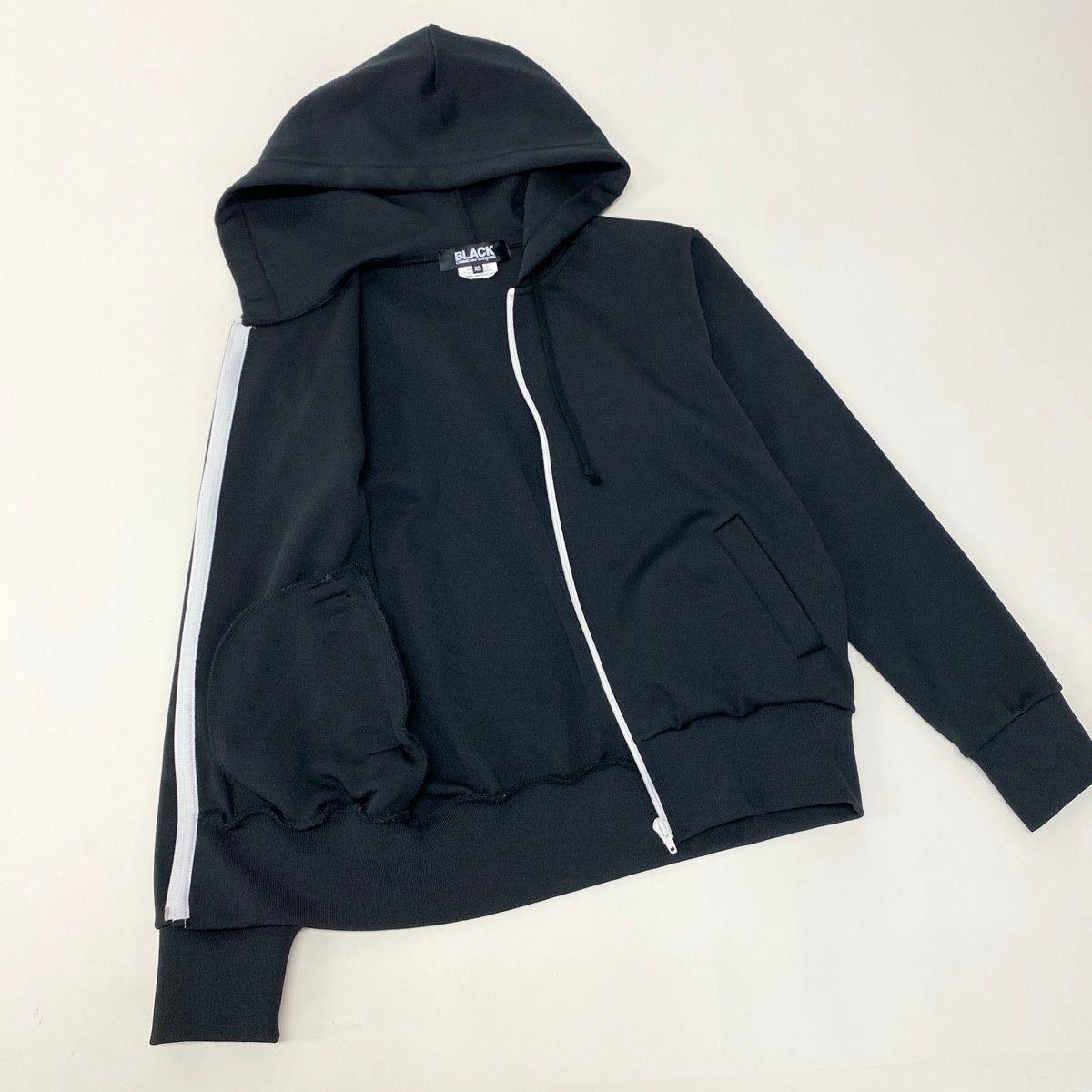 Af25 BLACK COMME des GARCONS ブラックコムデギャルソン ジップアップフーディー 2024SS ジャージパーカー 日本製 メンズ 男性用 1Z-T502 XS ブラック ポリエステル100％u02t