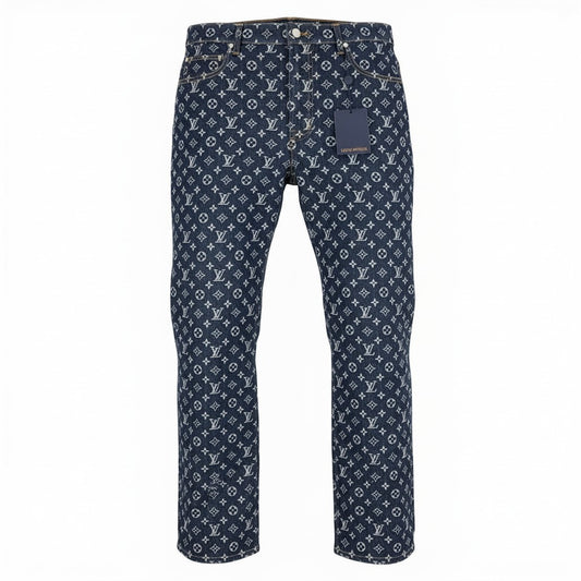 d2 《未使用品》 LOUIS VUITTON ルイヴィトン 24AW モノグラム ジャガード デニムパンツ Monogram Jacquard Denim Pants サイズ34 インディゴブルー タグ付t18r