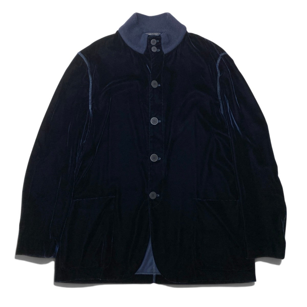45j8 GIORGIO ARMANI ジョルジオアルマーニ 黒タグ ベロアジャケット ブルゾン サイズ48R ネイビー BECKHAM イタリア製t18r