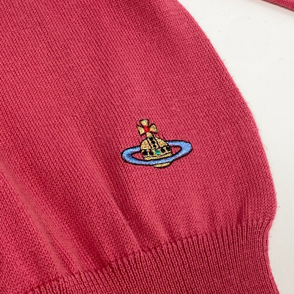 Ae19  Vivienne Westwood RED LABEL ヴィヴィアンウエストウッド レッドレーベル ロングスリーブ ニットカーディガン オーブ刺繍  サイズM ピンク系 コットン100％ レディース 女性服u02t