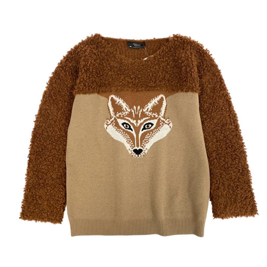 69L17 MaxMara WEEKEND マックスマーラ ウィークエンド ニットセーター ニットプルオーバー キツネ柄 長袖 トップス イタリア製 Mサイズ ブラウン系 レディースu02t