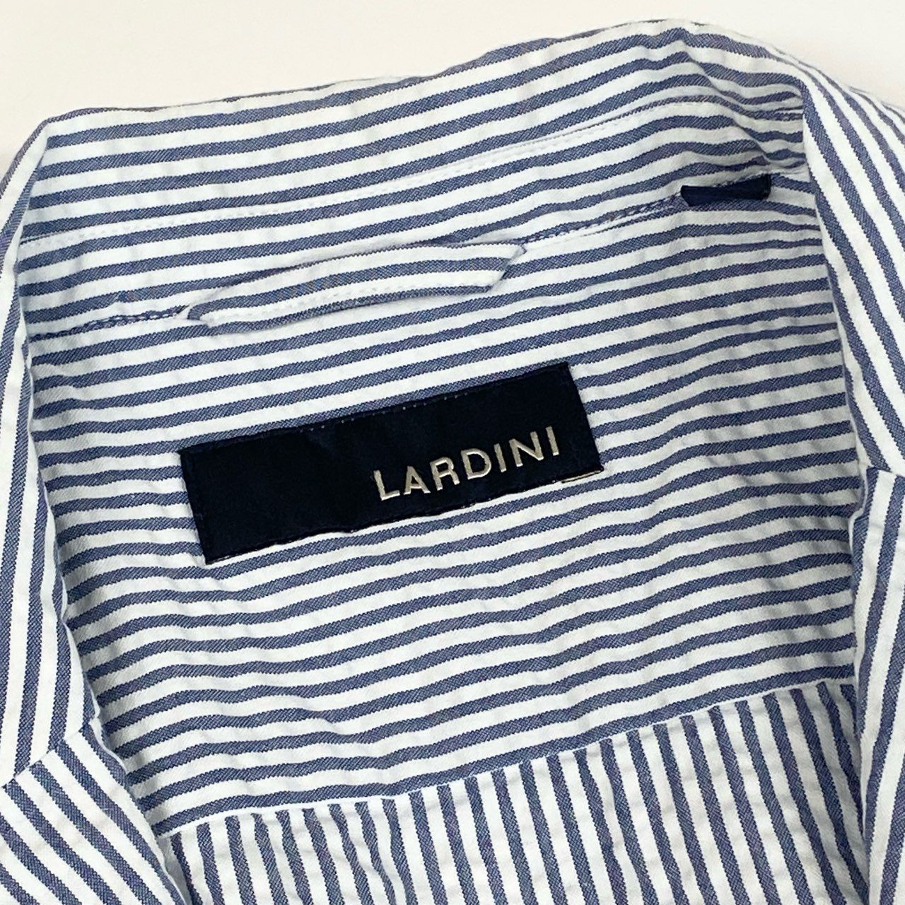 22a23 LARDINI ラルディーニ テーラードジャケット サマージャケット シアサッカー S ブルー ホワイト ストライプ メンズu02t