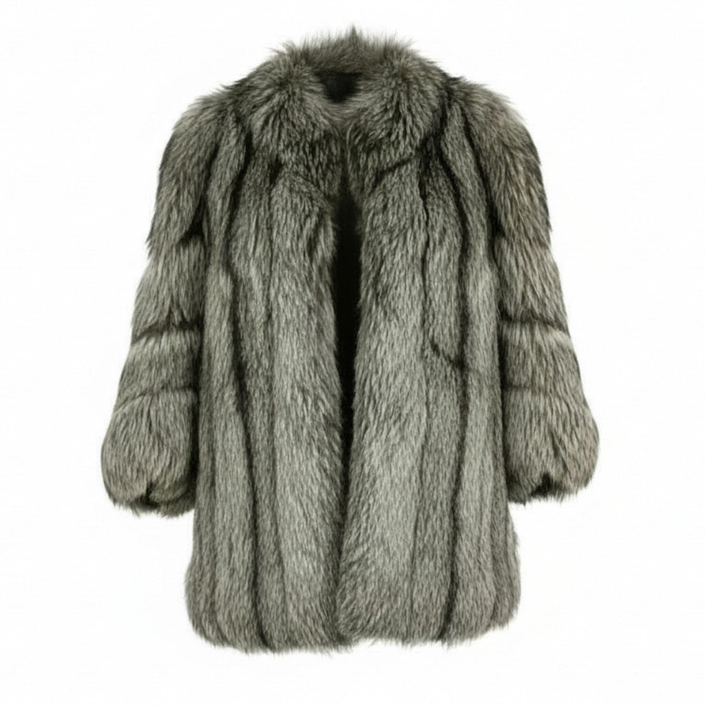 50k29 SAGA FOX サガフォックス 金サガ MG Sable FUR シルバーフォックス フォックスコート セミロングコート 毛皮コート ボリューム 13号 ブラウン系 フォックスファー レディースu02t