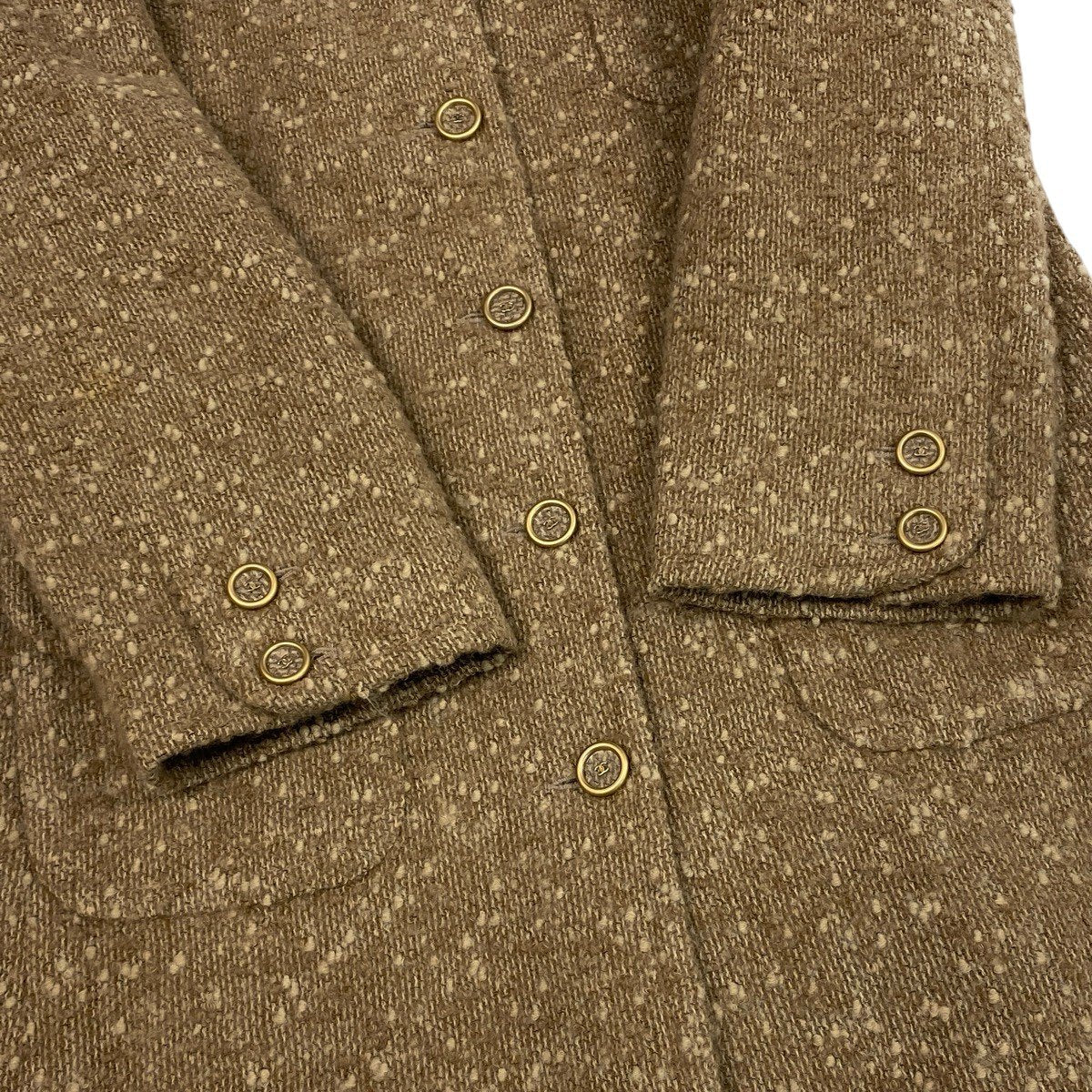 i22 CHANEL シャネル 01A CC クリアボタン ツイードコート Vintage CC Clear Buttons Tweed Coat Beige P18340 Size38 ベージュt18r