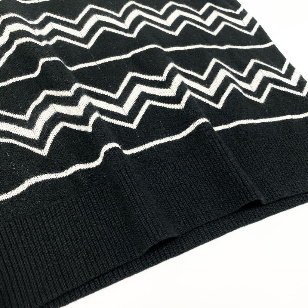 1a8 【未使用保管品】 LAUREN RALPH LAUREN ローレンラルフローレン ニットベスト ノースリーブニット Vネック シェブロン柄 モノトーン レディース M ブラック ホワイトu02t