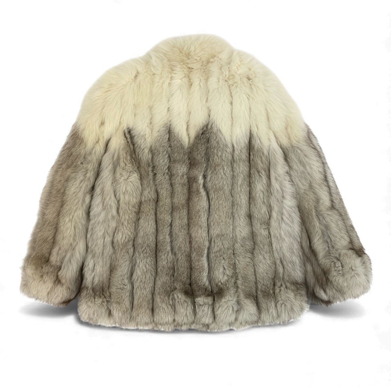 54L4 JINDO SAGA FOX サガフォックス 銀サガ ブルーフォックス セミロングコート サイズL ホワイト 最高級本毛皮 FOX FUR リアルファーt18r
