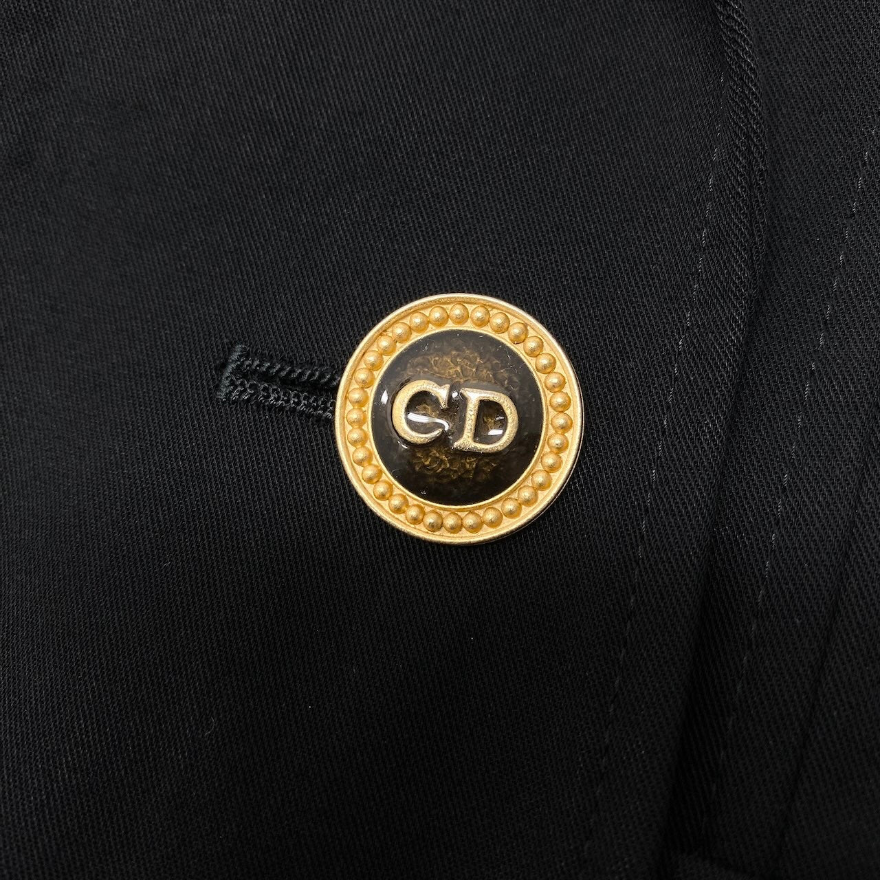 13f15 Christian Dior クリスチャンディオール CDボタン テーラージャケット ブレザー ダブルブレスト サイズ9 ブラック ウールu02t