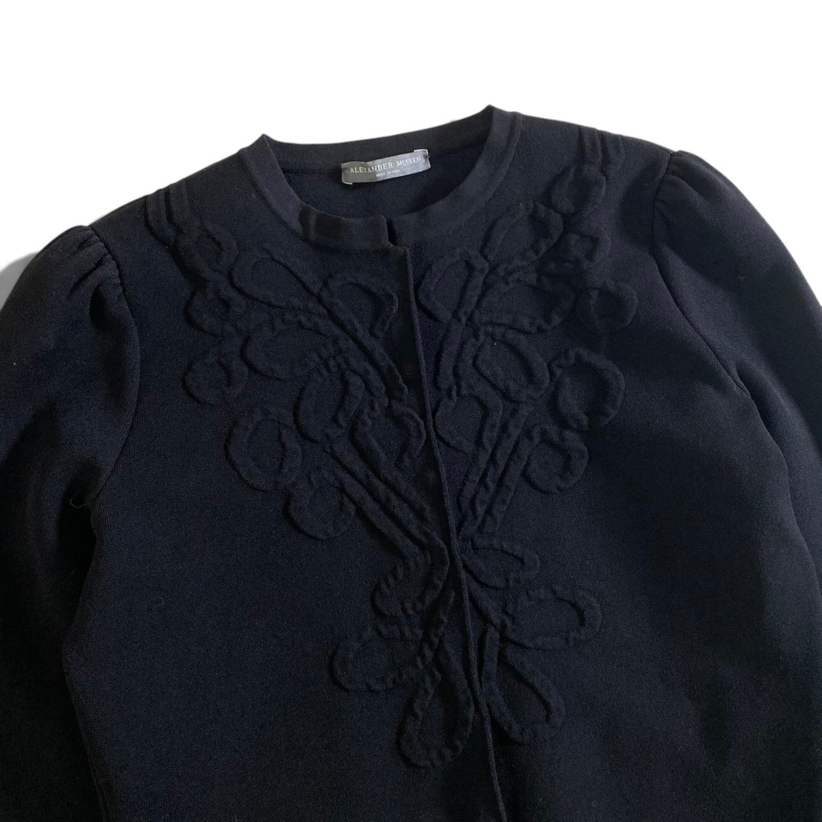 34j26 ALEXANDER MCQUEEN アレキサンダーマックイーン ロングスリーブ カーディガン ニットジャケット サイズXXS ブラック レディースu02t