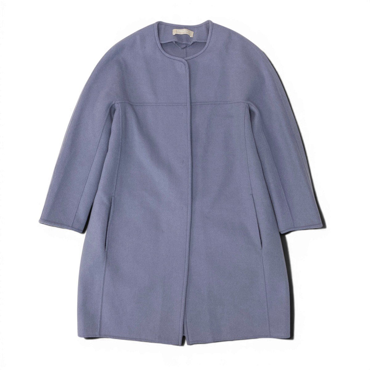 26g14 'S Max Mara エスマックスマーラ クチートアマーノ ノーカラーコート アンゴラ混 サイズ36 ブルー系 レディース 女性用u02t