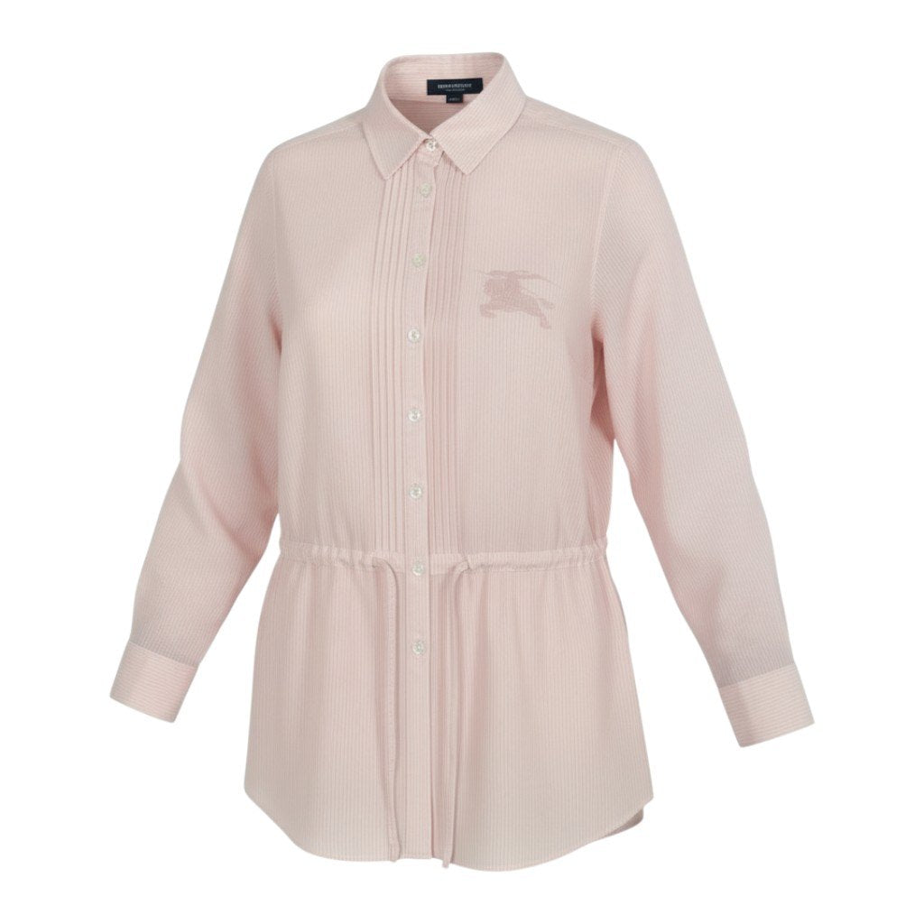 Ib26 BURBERRY LONDON バーバリーロンドン 長袖ブラウス ホースロゴ ストライプシャツ トップス 38 ピンク レディースu02t