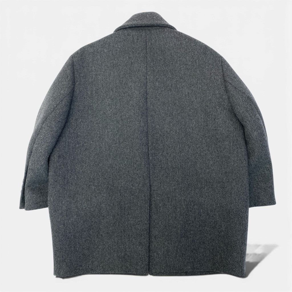 30a9 【美品】 PRADA プラダ ウールジップジャケット ロングジャケット 三角ロゴ トライアングルデザイン  レディース 女性用 38 グレーo07t