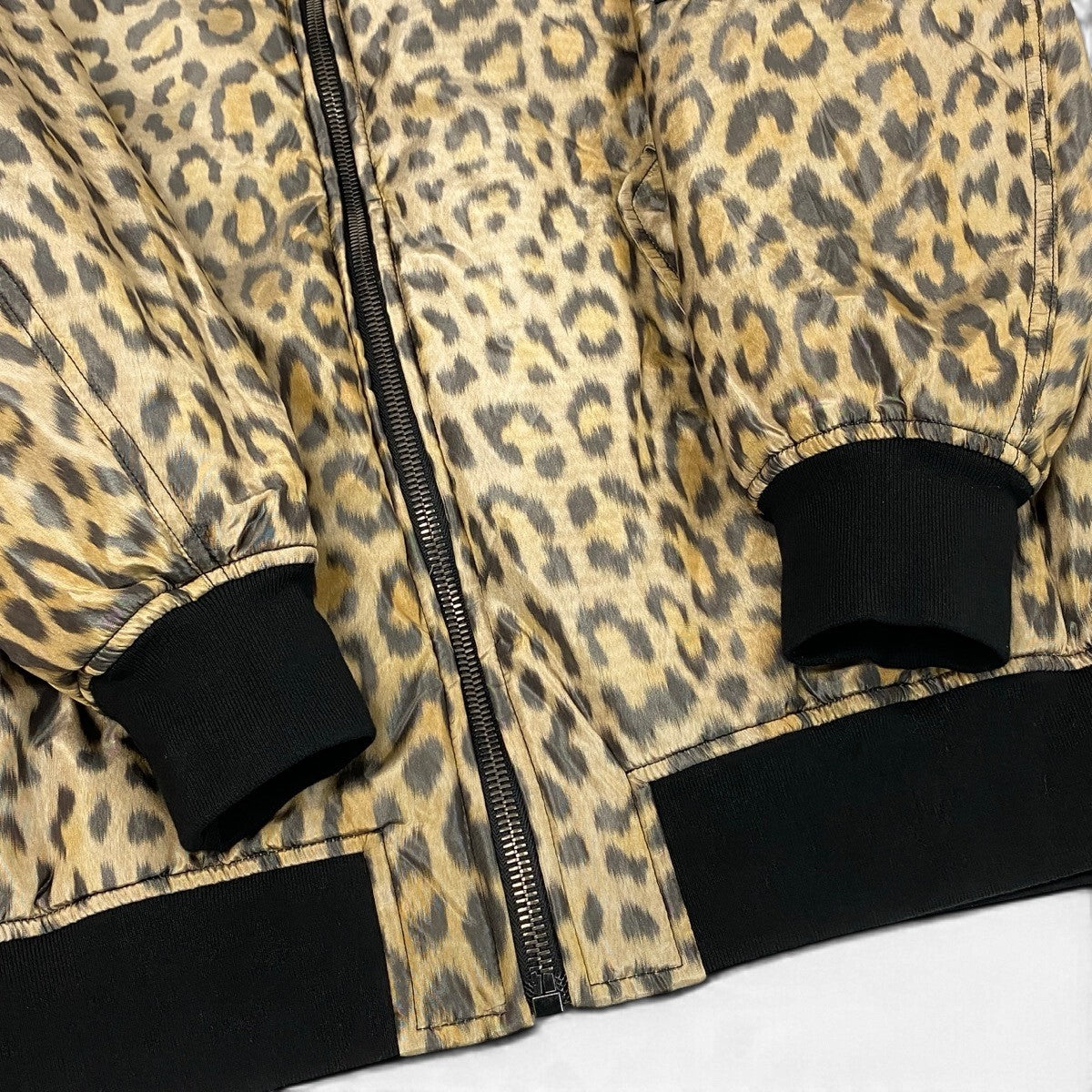 j13 【新品保管品】Christian Dior ボンバージャケット レオパード ロゴ刺繍 XSサイズ ベージュ ブラック シルク100％ メンズ 男性用k02i