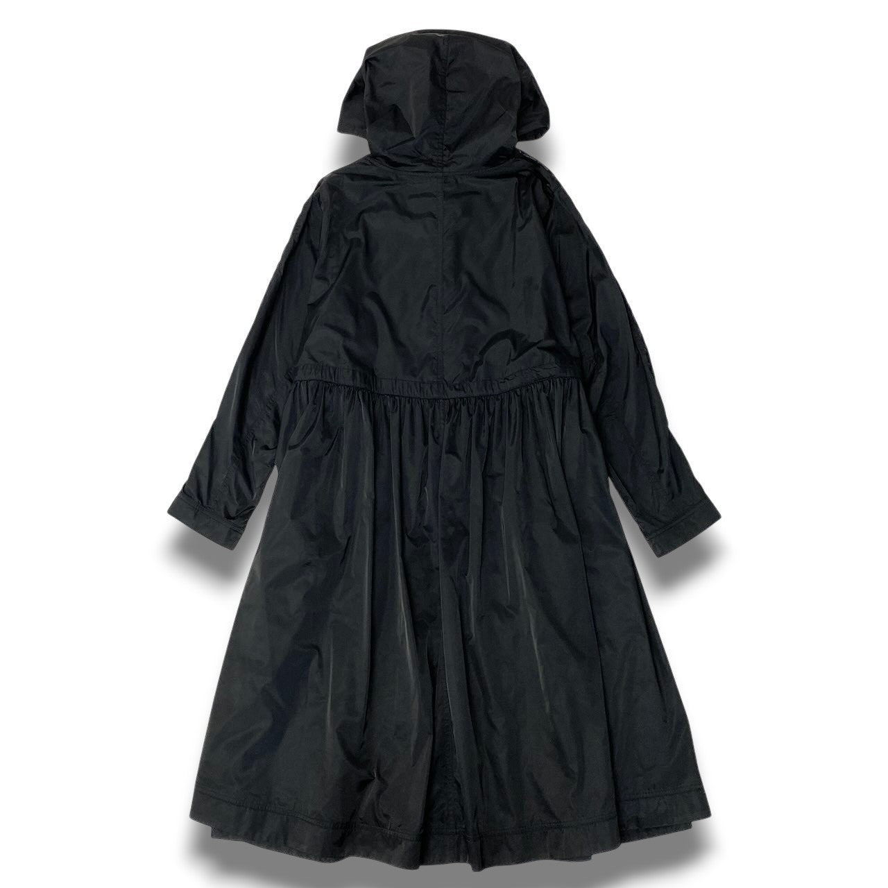 52c10 TOKUKO 1er VOL ＊J トクコプルミエヴォル フーデットコート スプリングコート ロング 薄手 ドット柄 水玉模様 レディー女性服 サイズ9 ブラックu02t