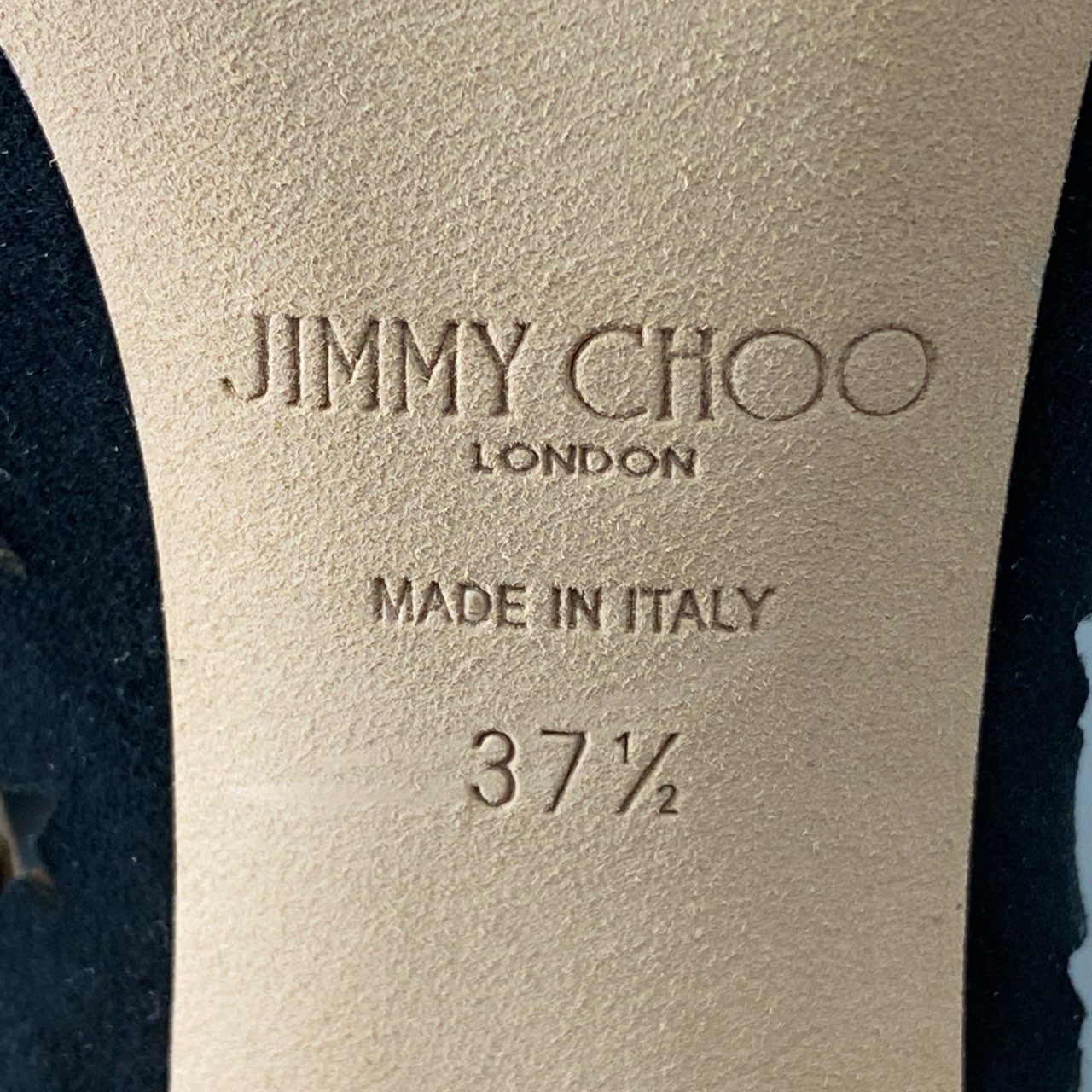 3d16 《極美品》 JIMMY CHOO ジミーチュウ スターパンチング パンプス 37 1/2 ブラック スエードレザー シューズ イタリア製 箱有