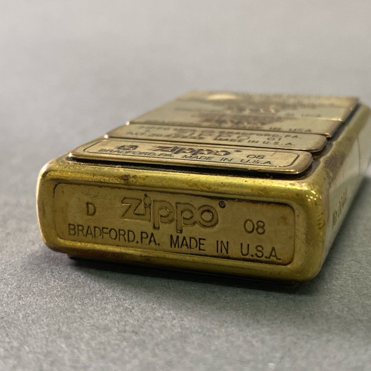 8f11  《希少》 ZIPPO ジッポ 限定品 歴代ボトムメタル オイルライター ゴールド No.0044 Vintage 喫煙具
