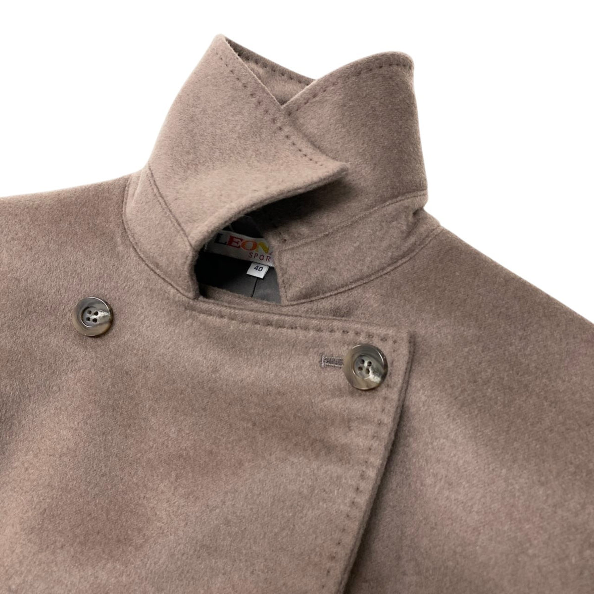 26j20 【美品】 LEONARD SPORT レオナールスポーツ ダブルブレスト ジャケットコート ハーフコート サイズ40 ブラウン カシミヤ100％ レディースu02t