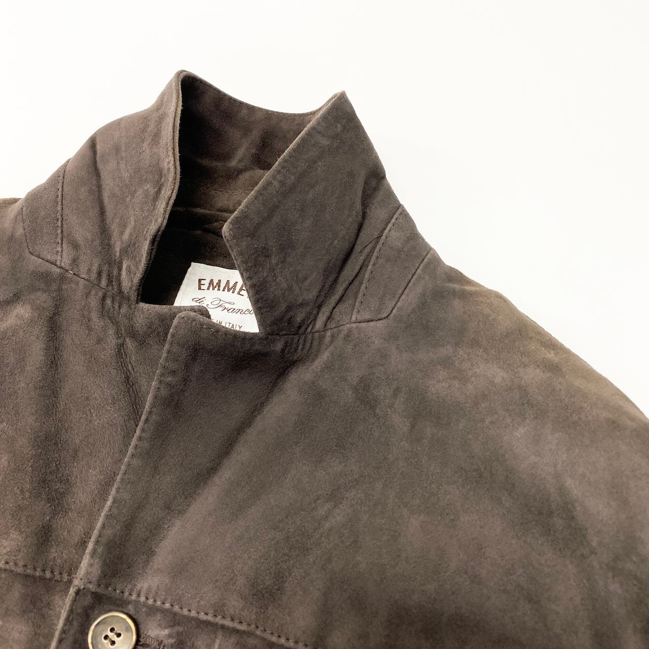 83c27 EMMETI エンメティ スウェードジャケット レザージャケット PARIDE アウター イタリア製 46サイズ ブラウン 山羊革 メンズ 男性用o07t