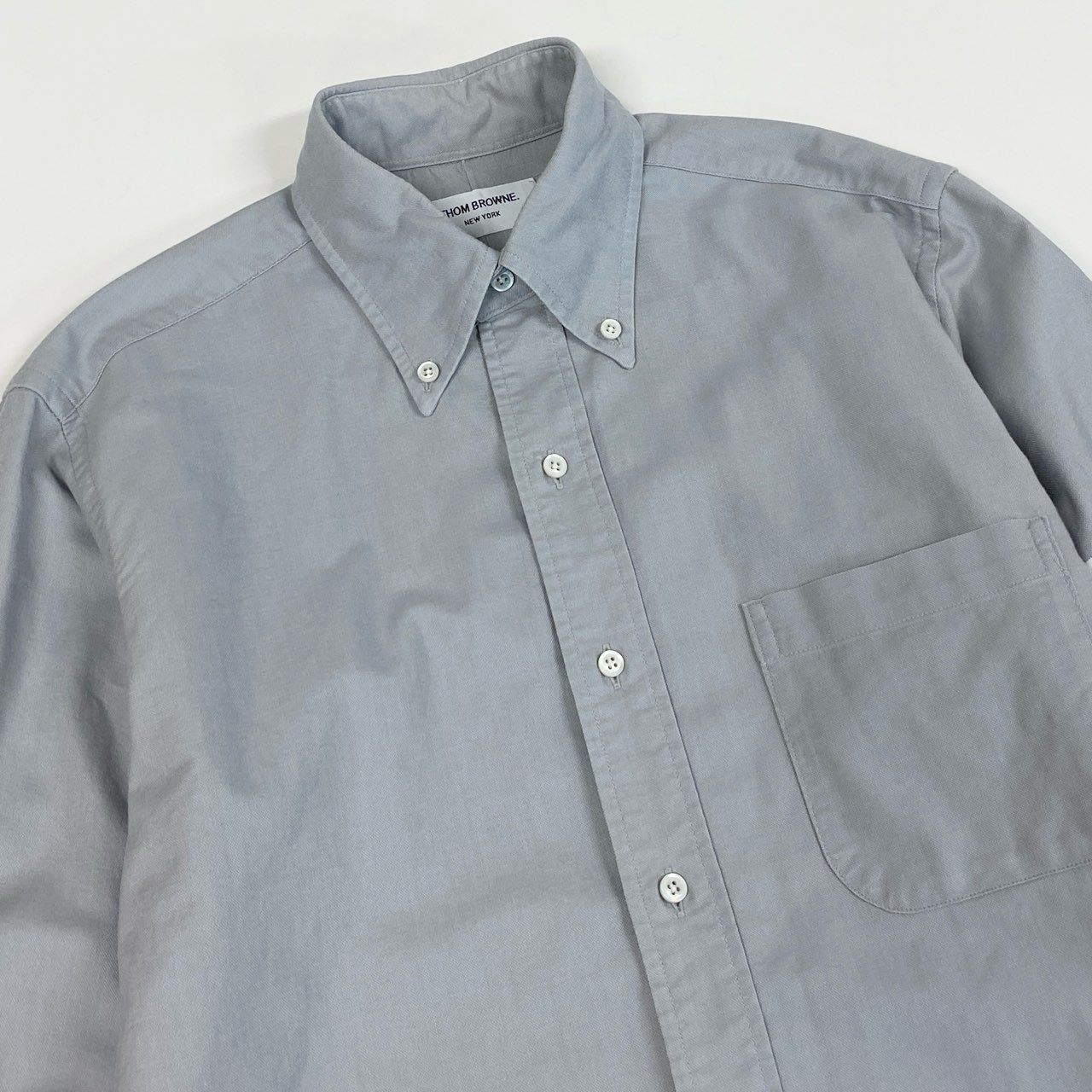 63a30 THOM BROWNE トムブラン 4BARストライプ 長袖シャツ ロングスリーブ 2 グレー コットン メンズo07t