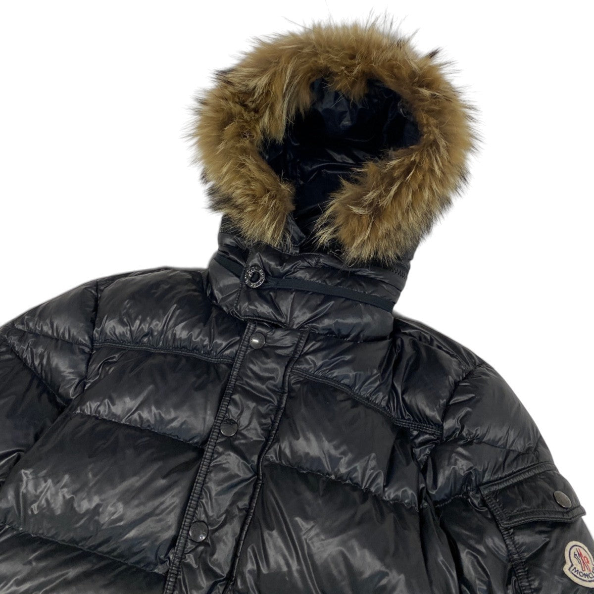 65j5 MONCLER モンクレール HUBERT ファーフード ダウンジャケット サイズ0 ブラック メンズk02i