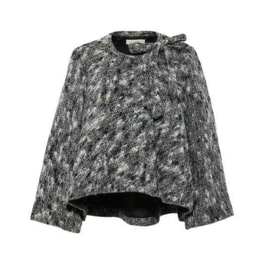 j26 【極美品】ARMANI COLLEZIONI ミックスニットカーディガンジャケット リボン イタリア製 42サイズ マルチカラー レディース 女性用k02i