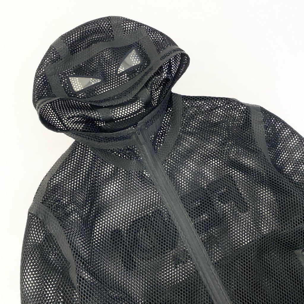 29a9 FENDI フェンディ フルジップ メッシュパーカー バグズアイ フーディージャケット バックロゴ イタリア製 メンズ 紳士服 FW0832 A6TS 48 ブラックo07t