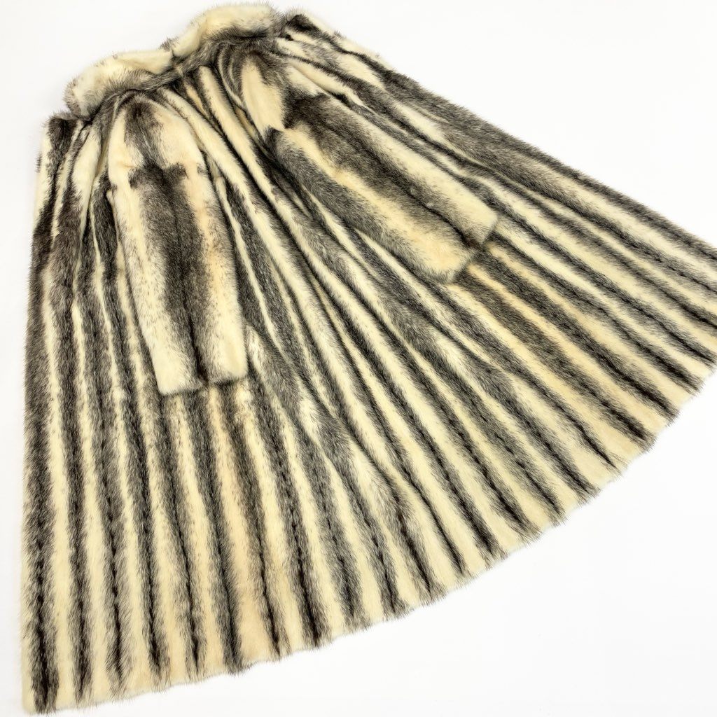 11l24 クロスミンク 丈110cm 超ロングコート サイズ13号 最高級本毛皮 MINK FUR リアルファーt18r