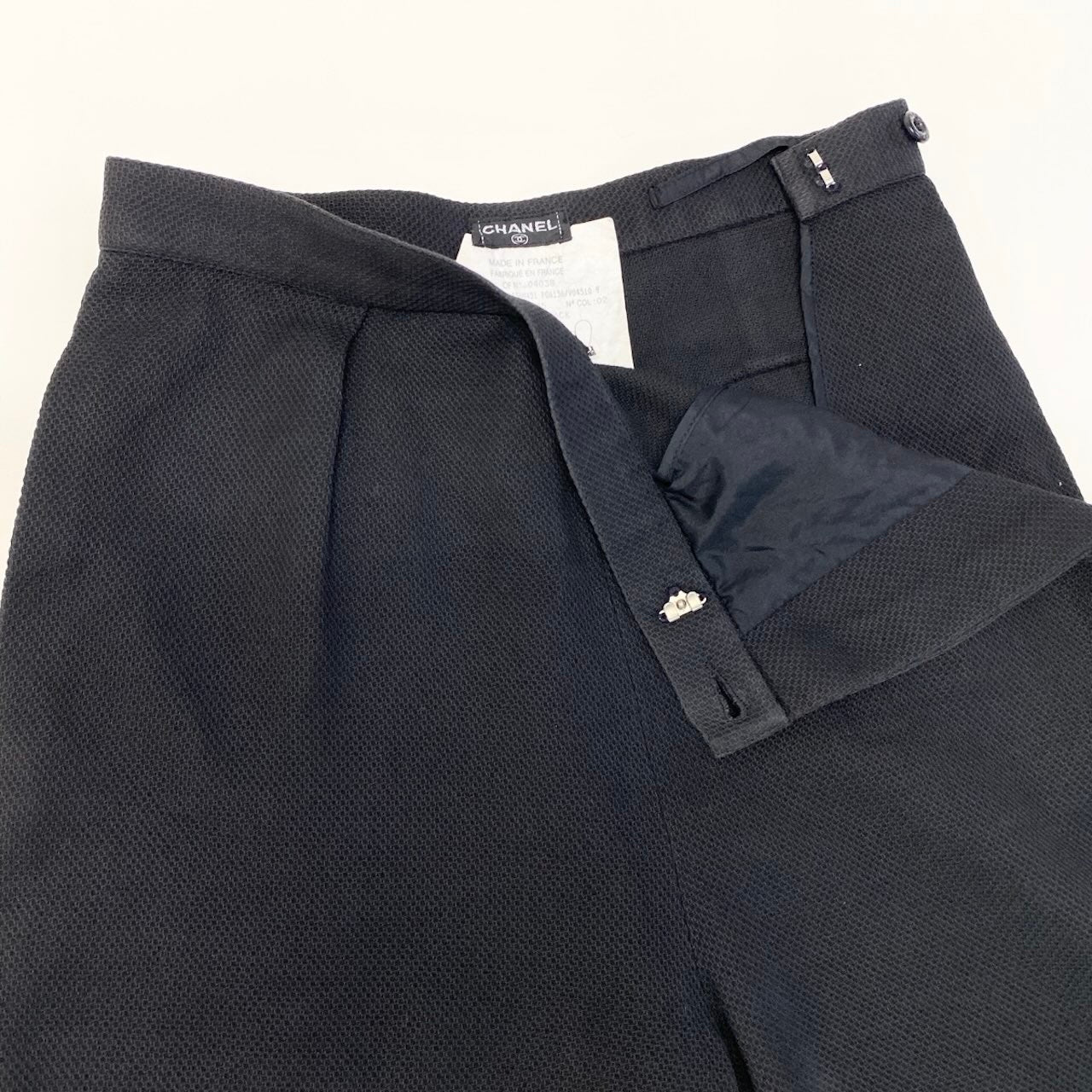 Cf9 CHANEL 1996年 ハーフパンツ ボトムス フランス製 36サイズ ブラック コットン100％ レディース 女性用u02t