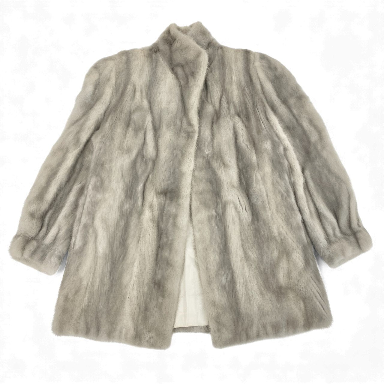 32L10 JINDO SAGA MINK サガミンク 銀サガ サファイアミンク ロングコート サイズ11号 シルバーグレー 最高級本毛皮 MINK FUR ポケット有t18r