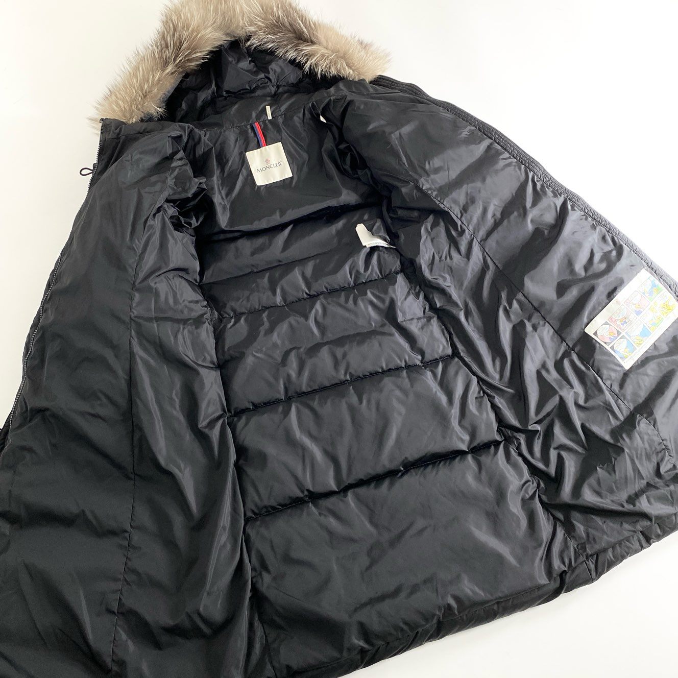 71d16 MONCLER モンクレール ダウンコート ロングコート GENEVRIETTE GIUBBOTTO ジュヌブリエッテ フォックスファー 0 ブラック レディース