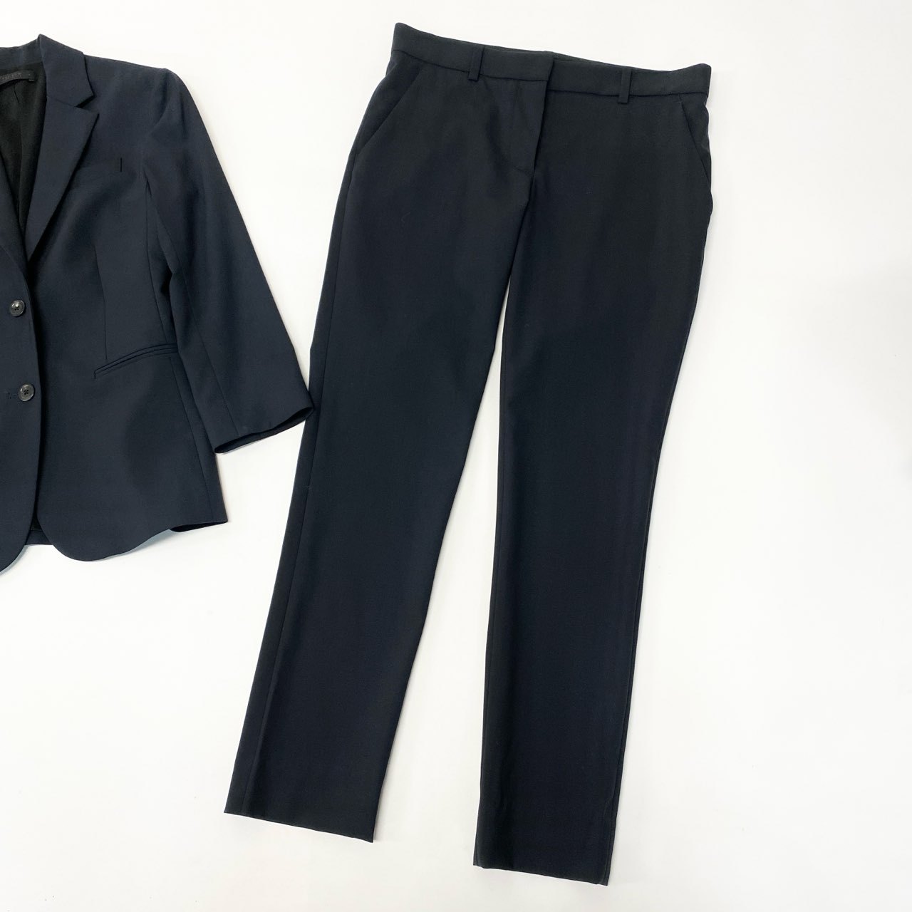 Eb23【美品】The Row ザロウ スーツセットアップ テーラードジャケット テーパードパンツ 0サイズ ダークネイビー レディース 女性用u02t
