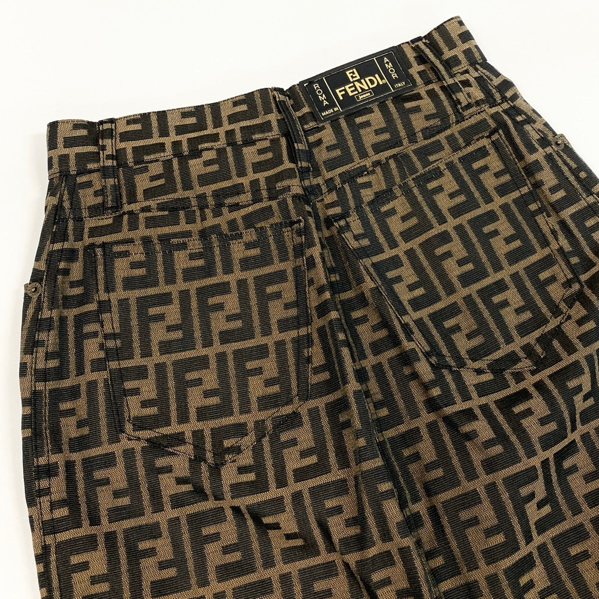 4h10 FENDI フェンディ ズッカ柄 タイトスカート ミニスカート  42 ブラウン レディースu02t