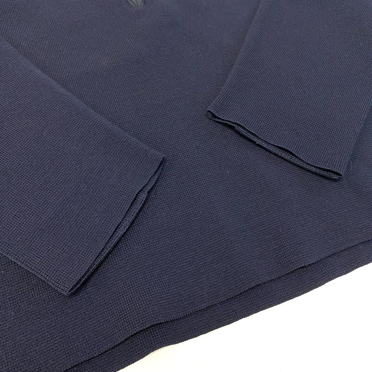 63a28 PRADA SPORT プラダ スポーツ ハーフジップ ニットセーター ハイネック 胸ポケット プルオーバー 50サイズ ネイビー メンズ 男性用o07t