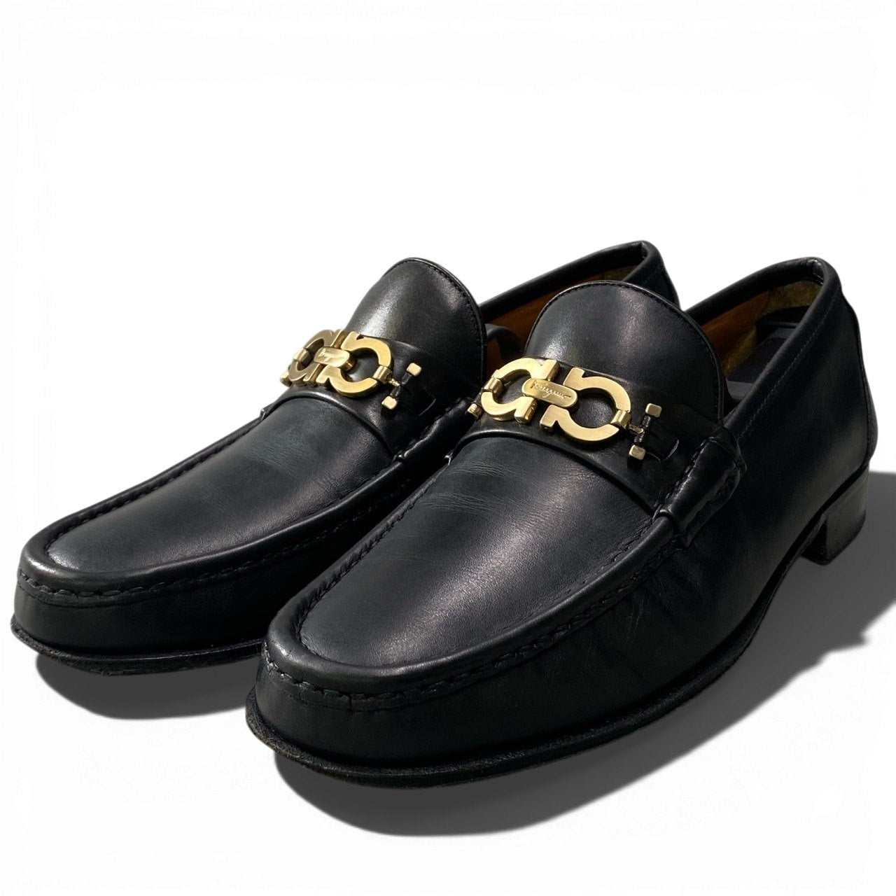 2a23 Salvatore Ferragamo サルヴァトーレフェラガモ ビットローファー ガンチーニ レザーシューズ メンズ 紳士服 サイズ7 1/2 マットブラック leatheru02t