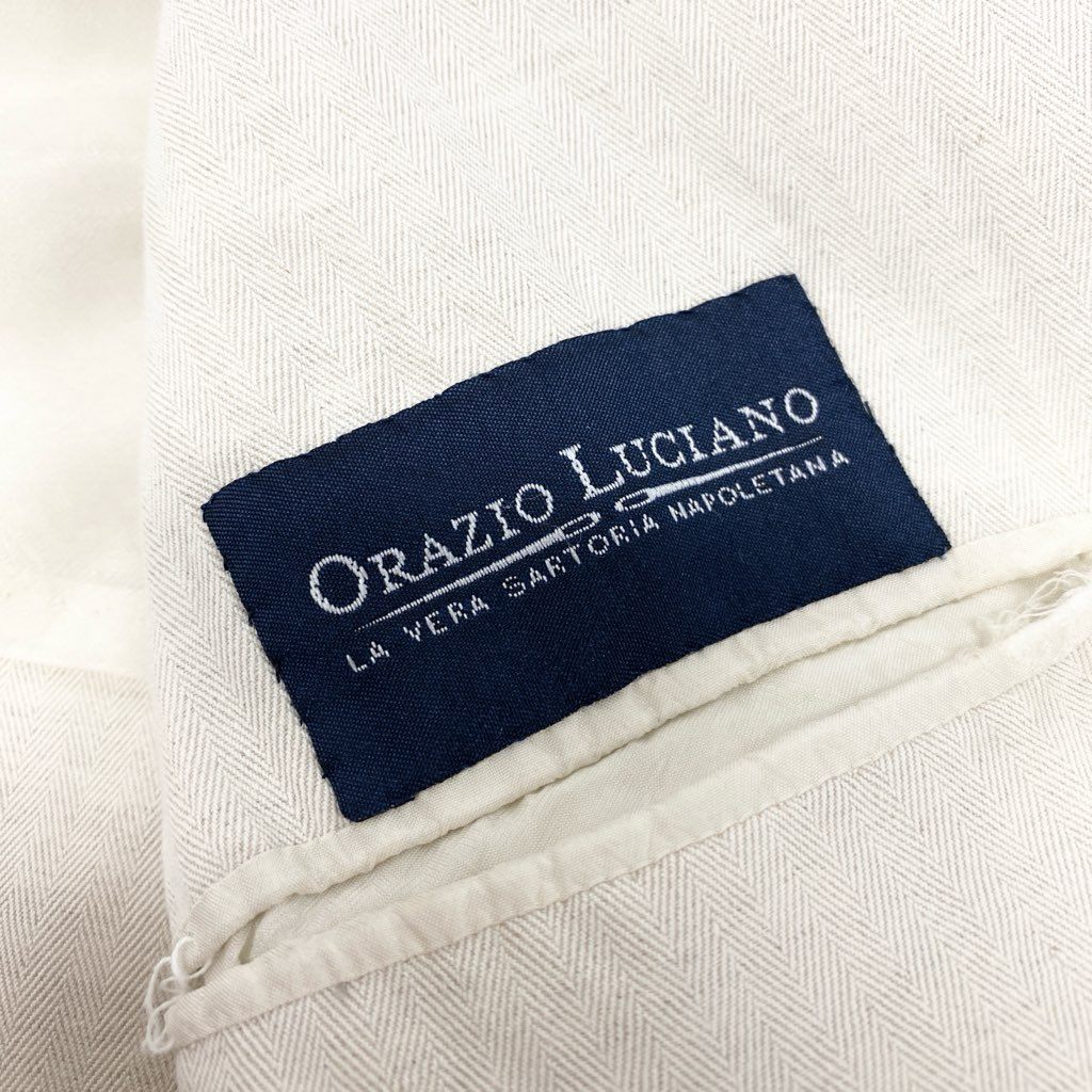 40l25 ORAZIO LUCIANO オラッツィオルチアーノ テーラードジャケット サマージャケット ブレザー 44 ホワイト ヘリンボーン コットンリネン メンズ ビームス購入u02t