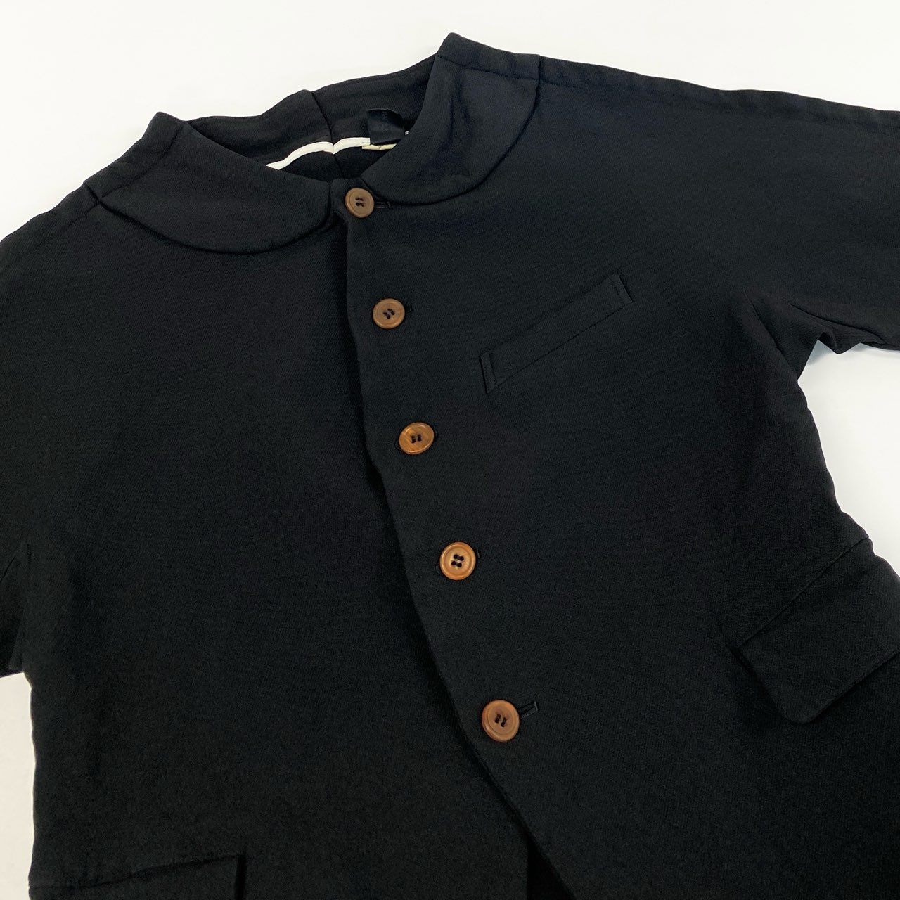 31i8 COMME des GARCONS  コムデギャルソン 日本製 縮絨 丸襟 インサイドアウト ジャケット Mサイズ ブラック レディースo07t