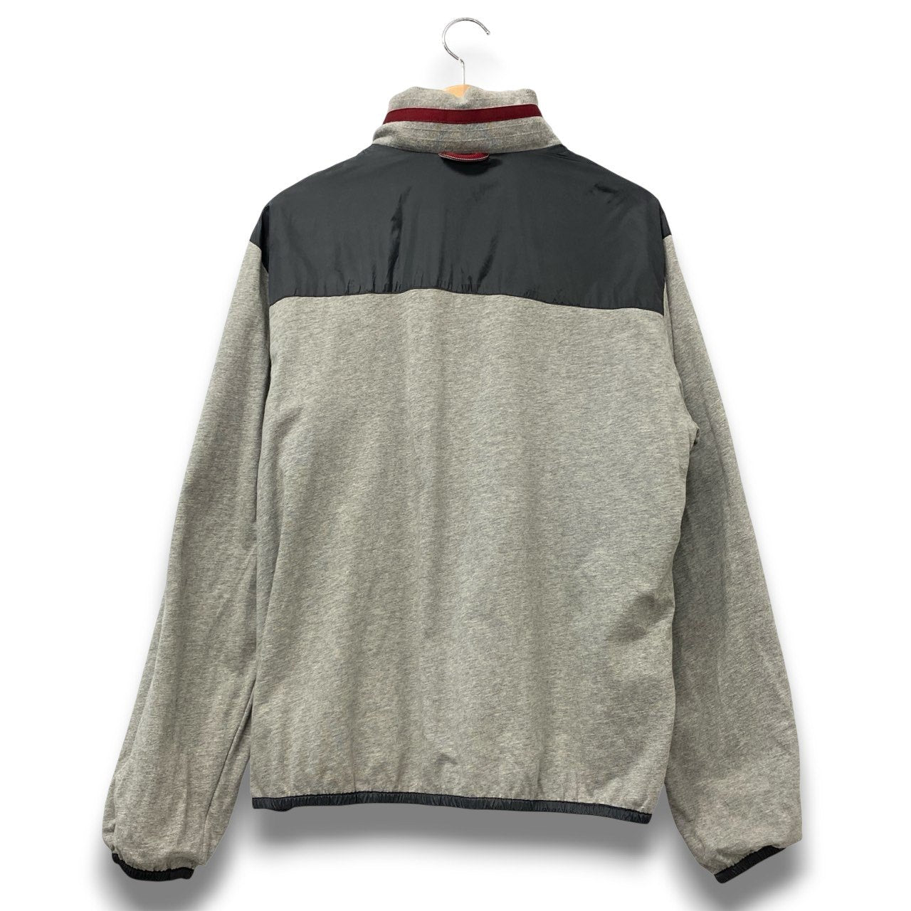 77b26 ZegnaSport ゼニアスポーツ リバーシブルジャケット ブルゾン 3Way フード収納 Lサイズ グレー ナイロン100％ コットン100％ メンズ 男性用u02t